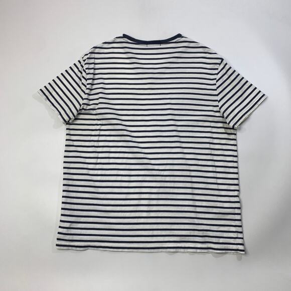 Polo Ralph Lauren Shirt Mens L White Navy Classic Fit Striped V Neck Pocket Tee - Picture 7 of 9